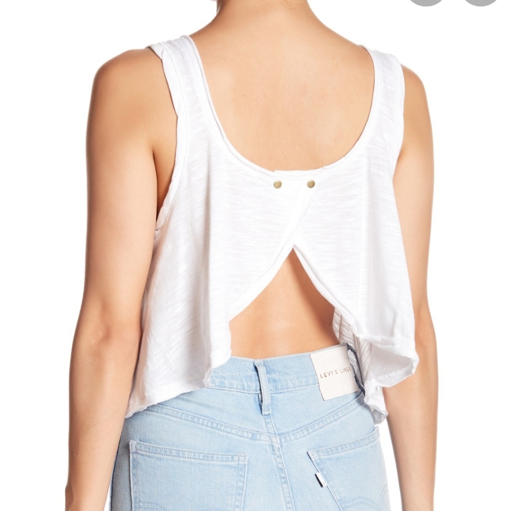 NWT FREE PEOPLE WHITE SPLIR BACK BOHO TANK